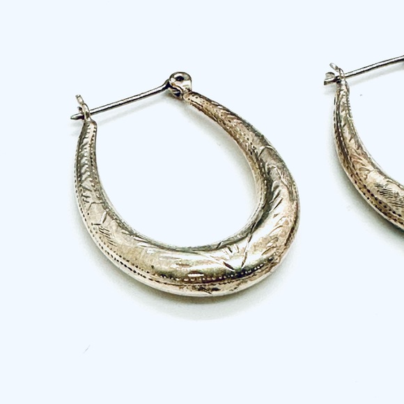 Vintage Silver Hoop Earrings - Picture 12 of 14